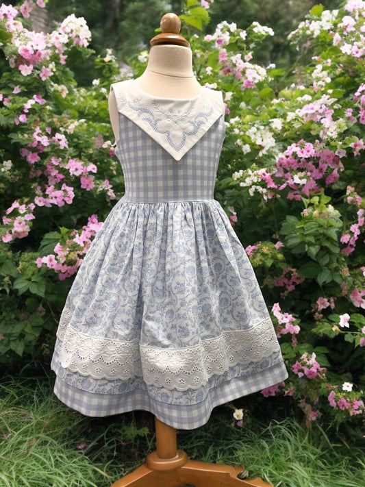 One PREORDER AVAILABLE - Beautifully designed light blue layered dress with lace embelishment