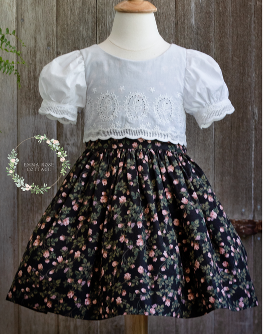 Dreaming of Roses - size 4T - crafted from vintage fabric - fall dress