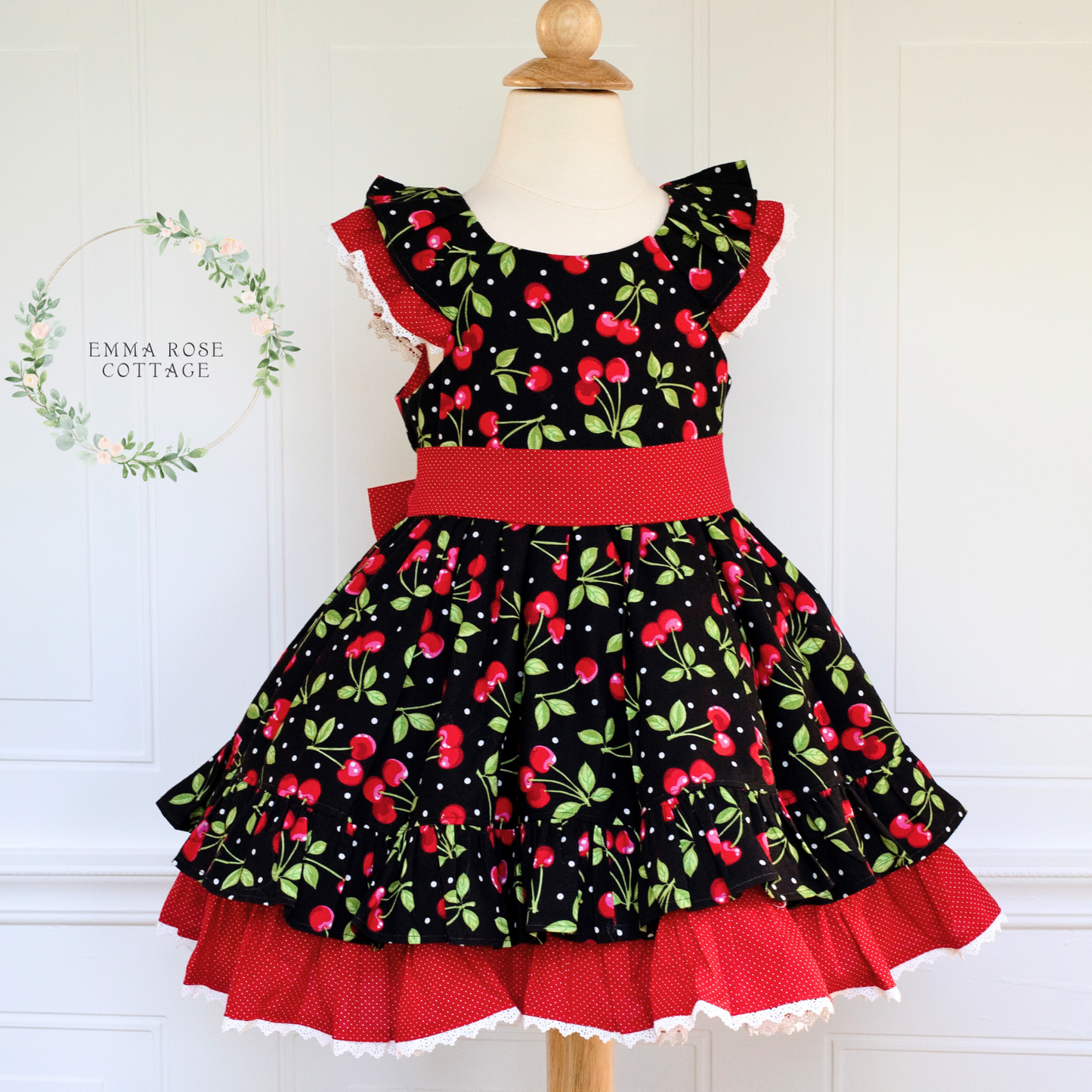 Cherries Jubilee - size 4 - Sweet Dress featuring cherries. Back to school