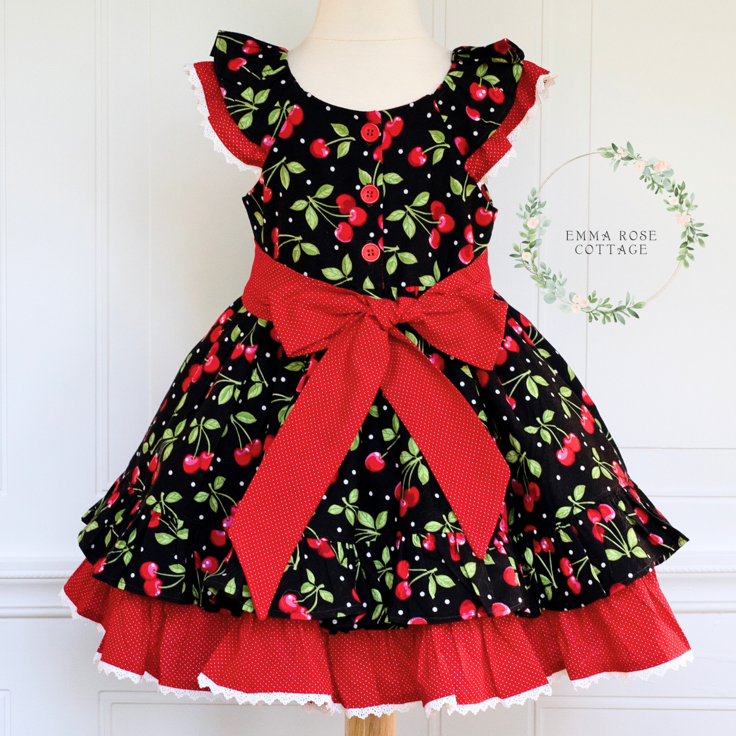 Cherries Jubilee - size 4 - Sweet Dress featuring cherries. Back to school