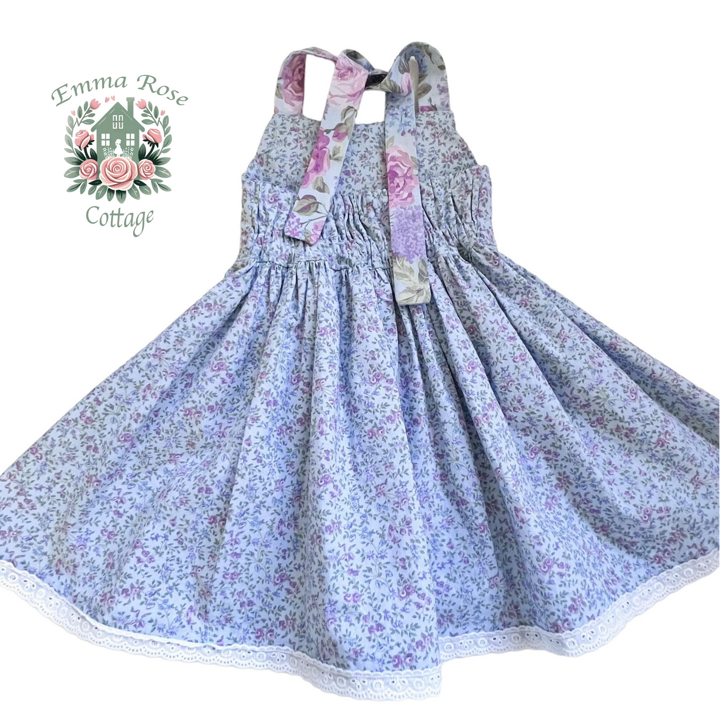 Floral Dress & Bonnet Ready to Ship Size 2T - Made to order are available
