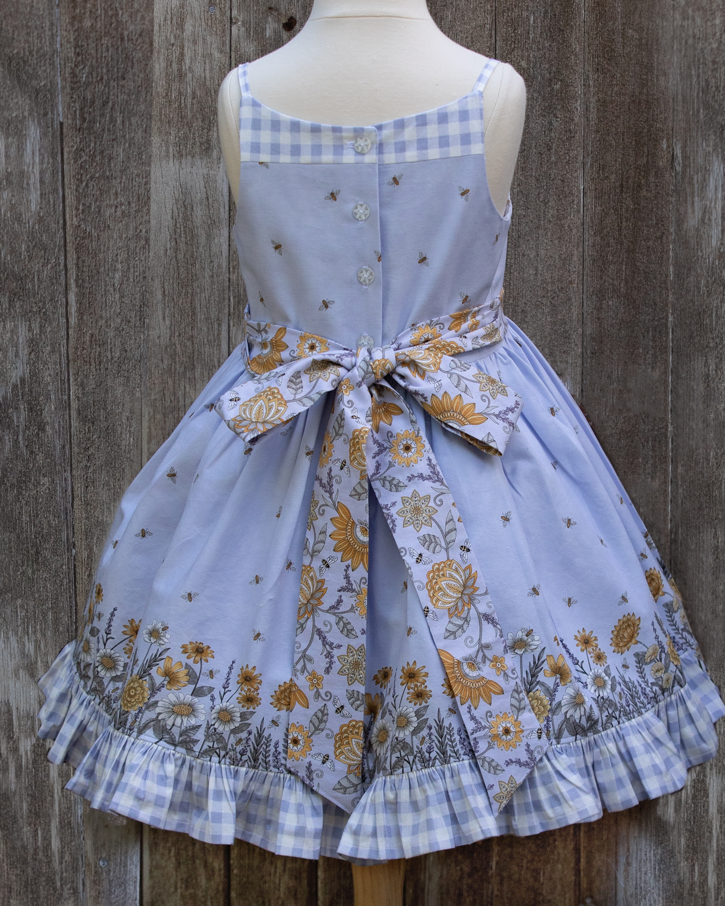 Delightful Sunflower & Honey Bees - Size 7 ruffles and removable belt