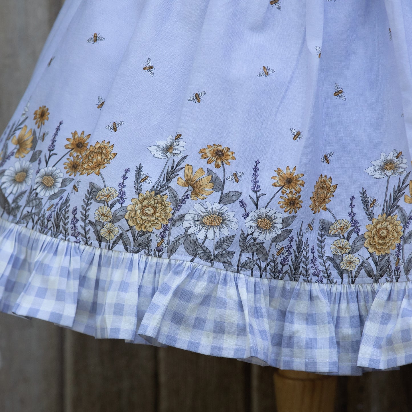 Delightful Sunflower & Honey Bees - Size 7 ruffles and removable belt